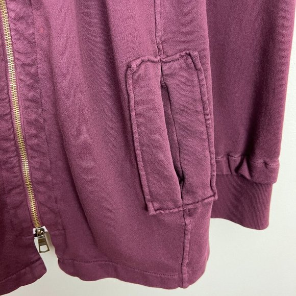 XCVI Sweatshirt Jacket Womens Medium Wine Full Zip Up Pleated Cotton Pockets M - Picture 15 of 16